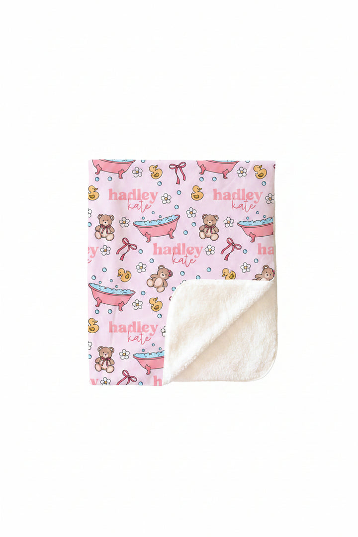 Bathtime Besties Personalized Kids Blanket | Pink