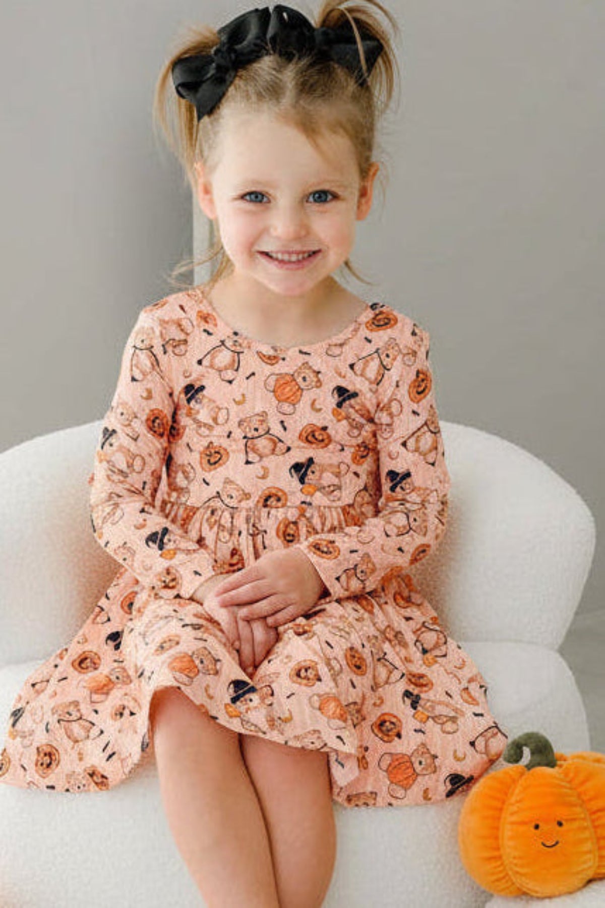 Halloween Long Sleeve Twirl Dress | Beary Scary