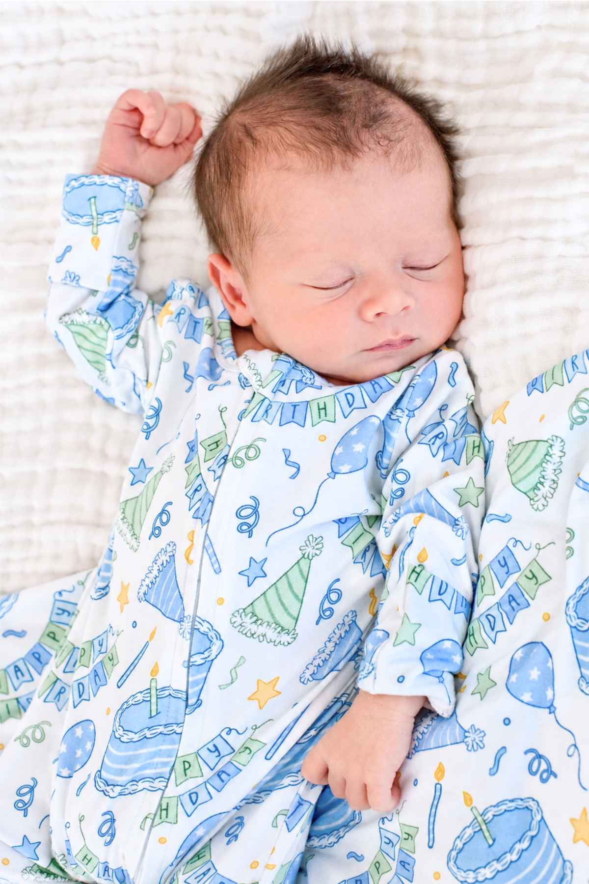 Bamboo Zipper Footie | Birthday Bash Blue