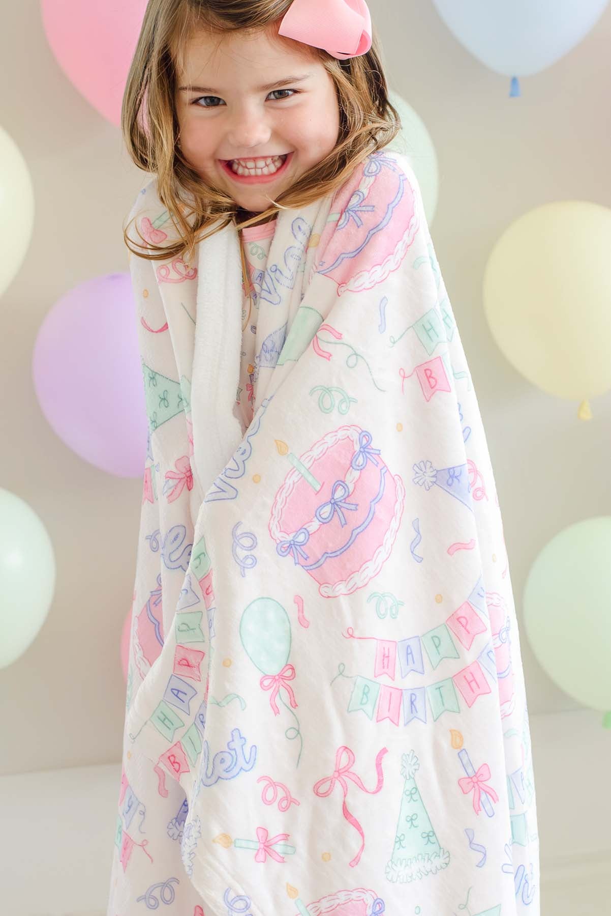 Personalized Kids' Blanket |  Birthday Bash Pink