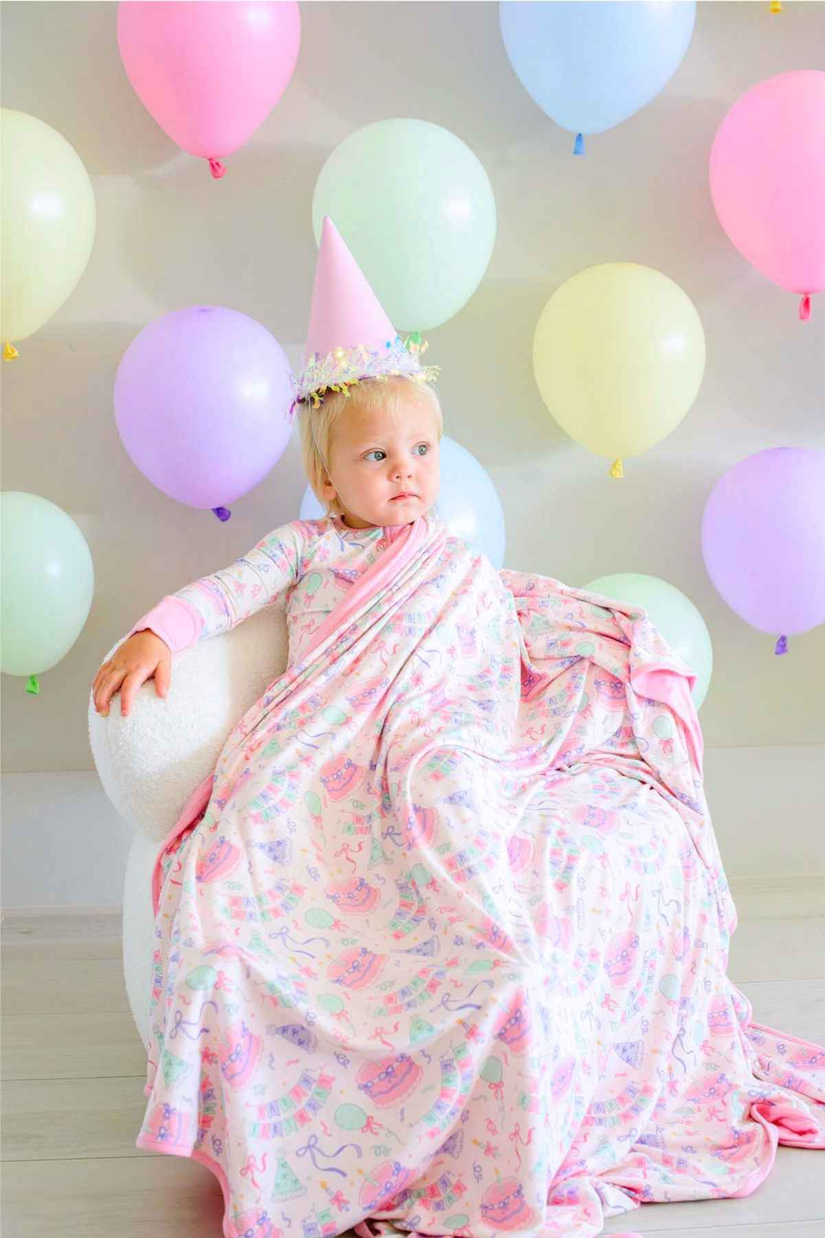 Double-Sided Bamboo Blanket | Birthday Bash Pink