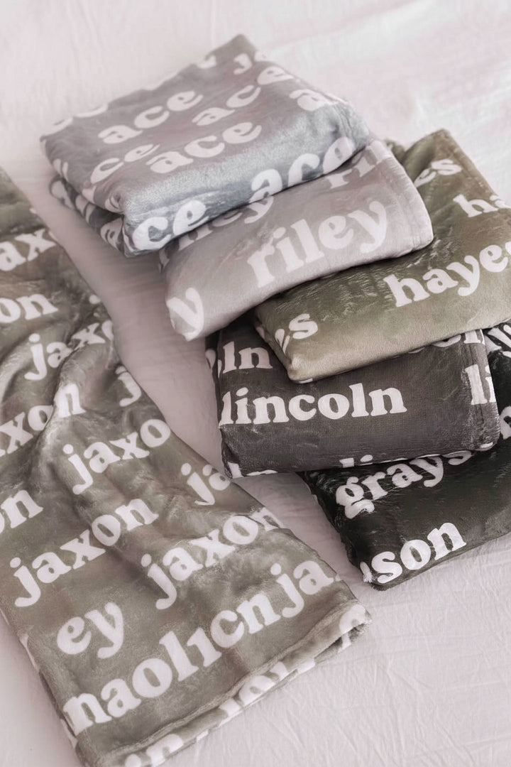 neutral greens personalized color blanket 