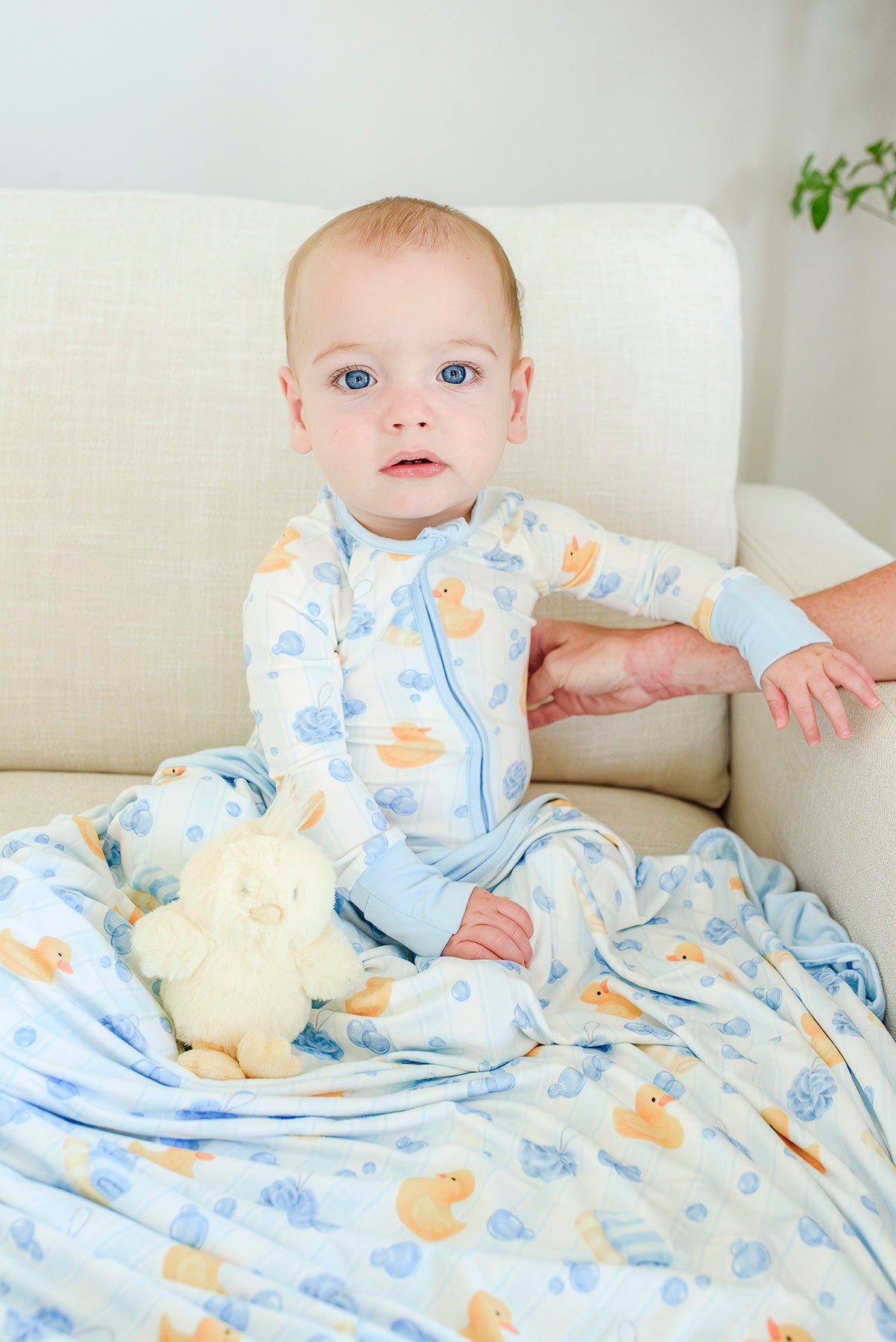 Convertible Bamboo Zip Romper | Bubble Duckies Blue