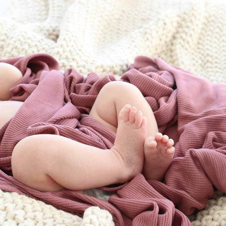newborn oversized swaddle boysenberry waffle 