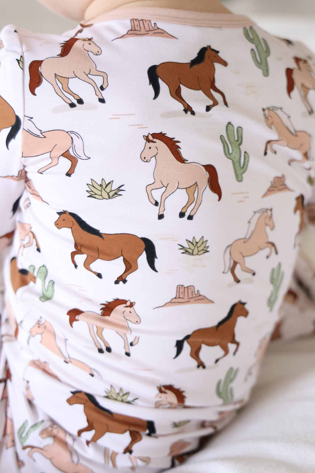 neutral pony, cactus and mountain two piece pajama set for boys 