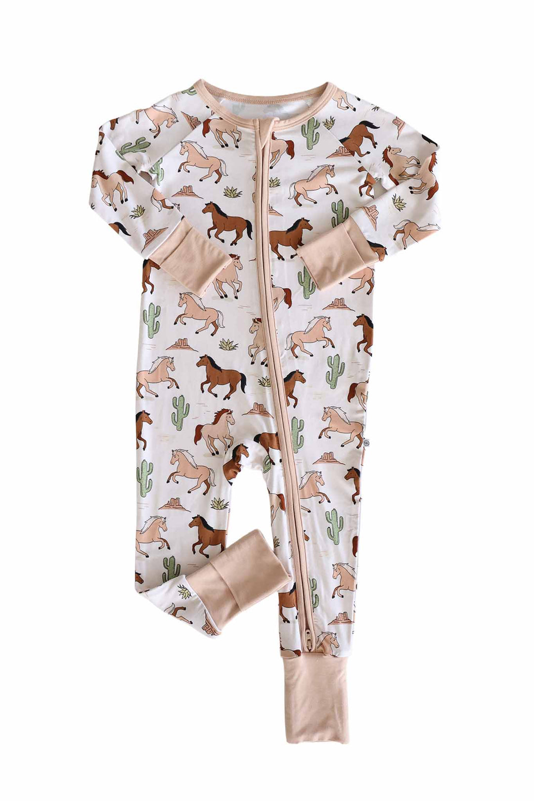 horse and cactus convertible zip romper pajama 
