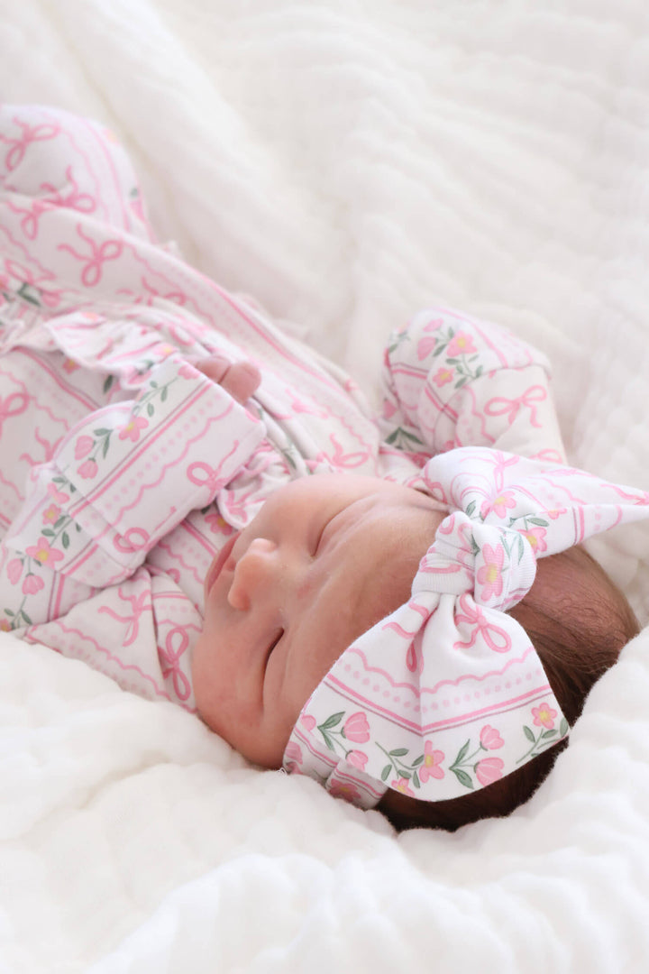 caden lane knit large bow headwrap featuring coquette garden bow design