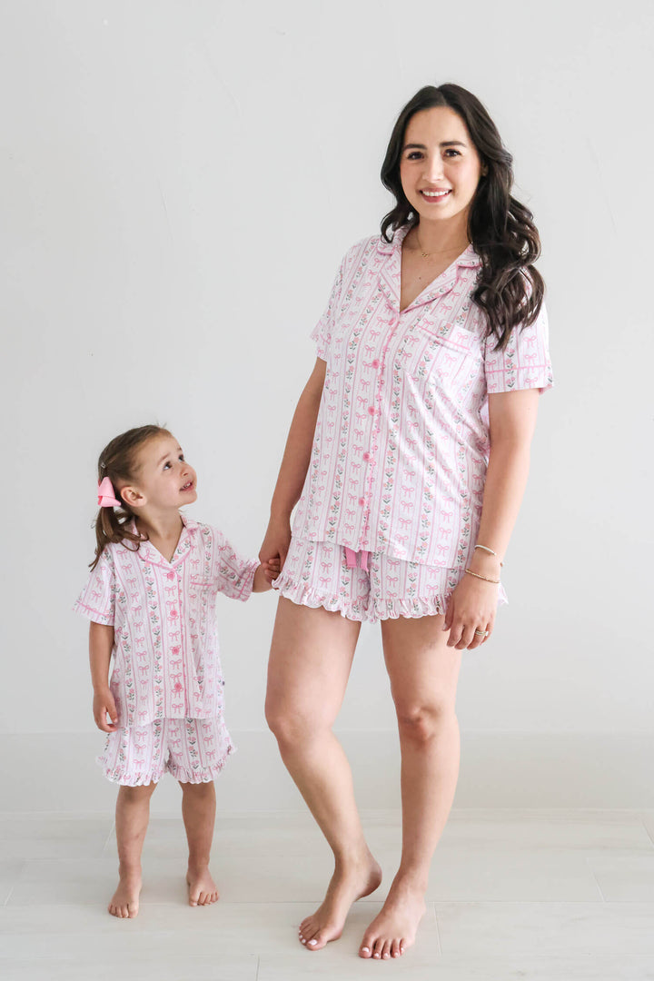 mommy and me coquette garden lounge set with bow and floral details