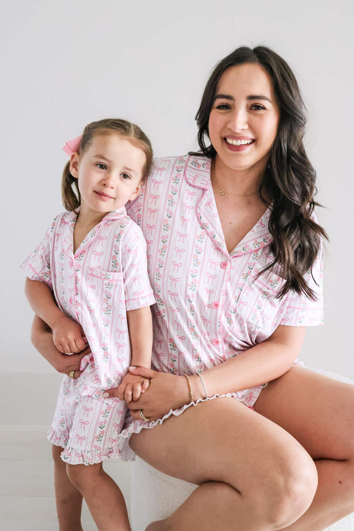 caden lane mommy and me coquette garden women's two piece short lounge set
