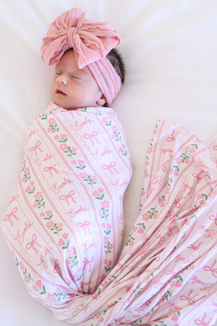 caden lane personalized coquette garden swaddle blanket
