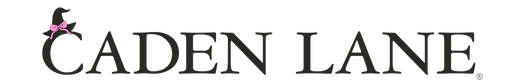 The Caden Lane logo in black serif lettering with a small pink bow and black witch hat accent on the letter C, set against a plain white background.