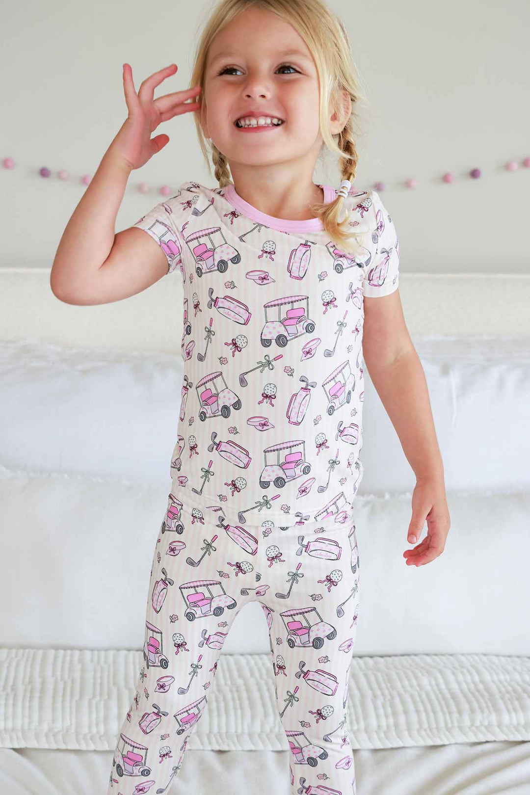 caddie crew pink two piece pajama set