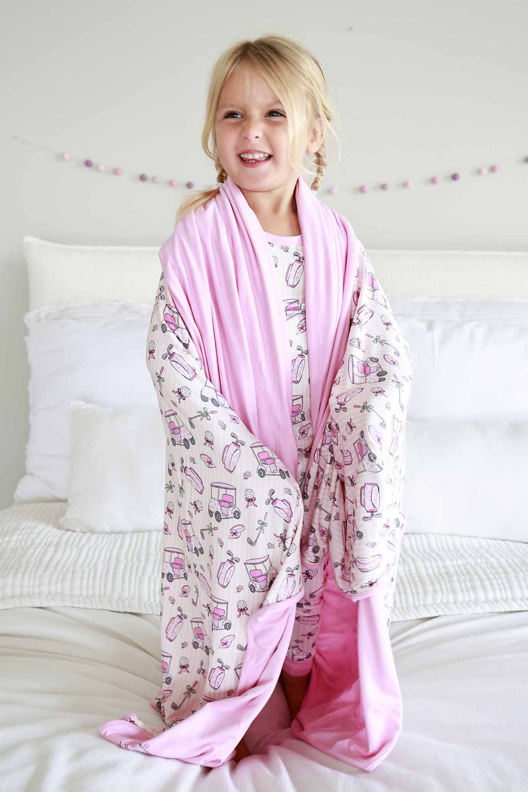 caddie crew pink double sided bamboo blanket
