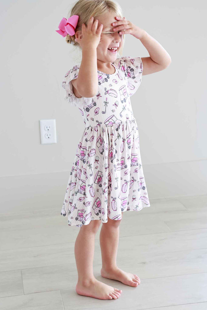 Girls' Ruffle Twirl Dress | Caddie Crew Pink