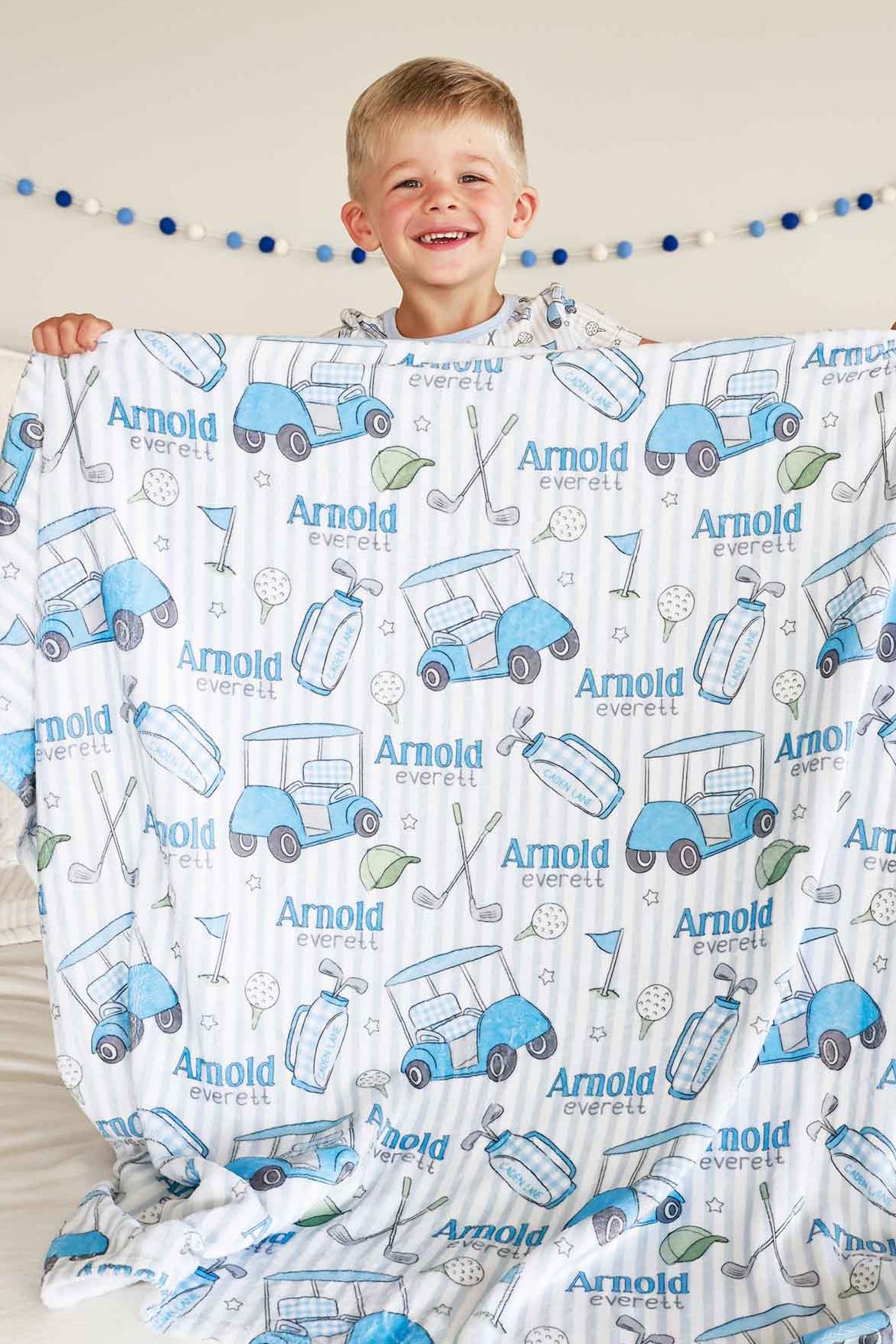 Personalized Kids Blanket | Caddie Crew Blue