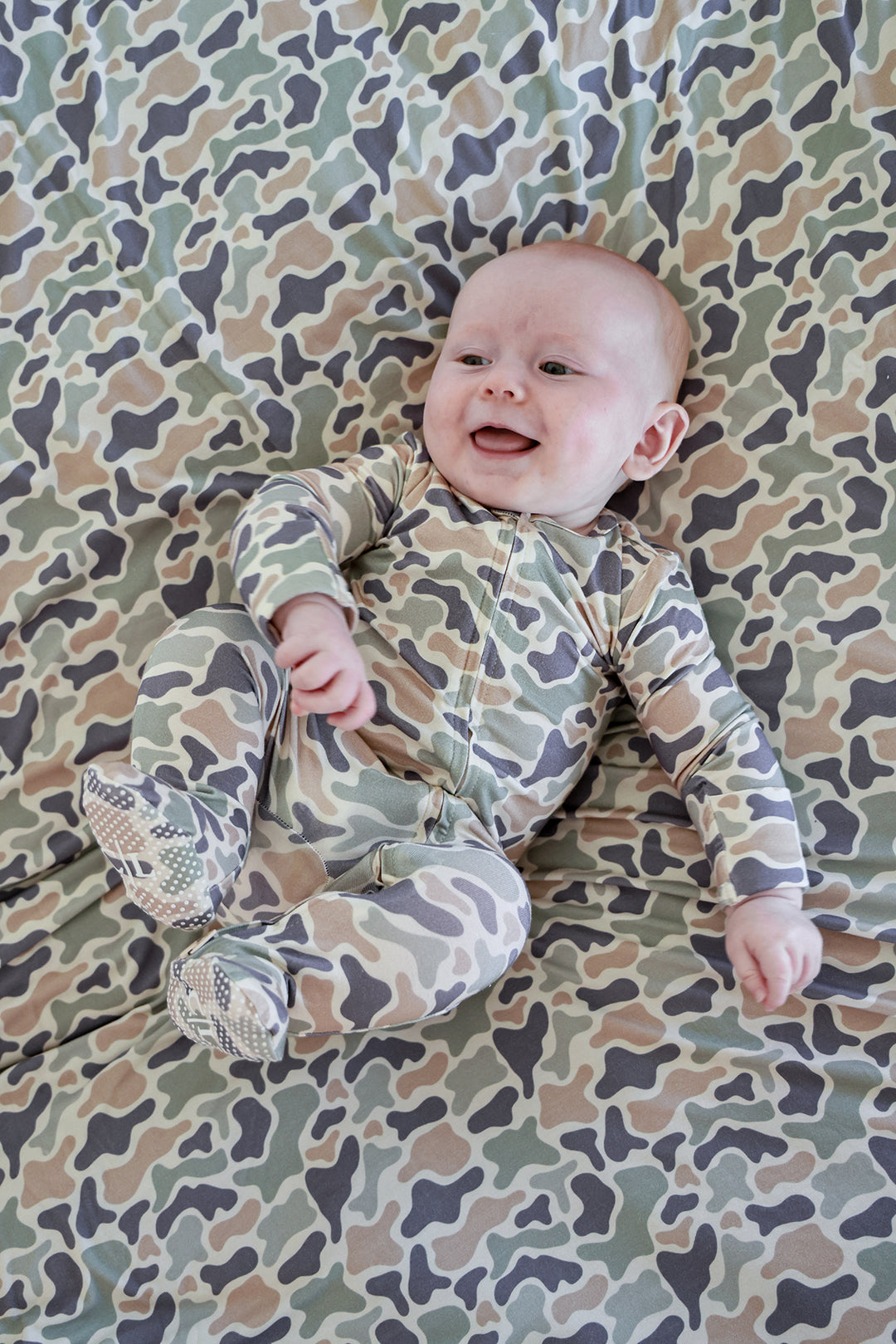 Bamboo Zipper Footie | Camo Cutie
