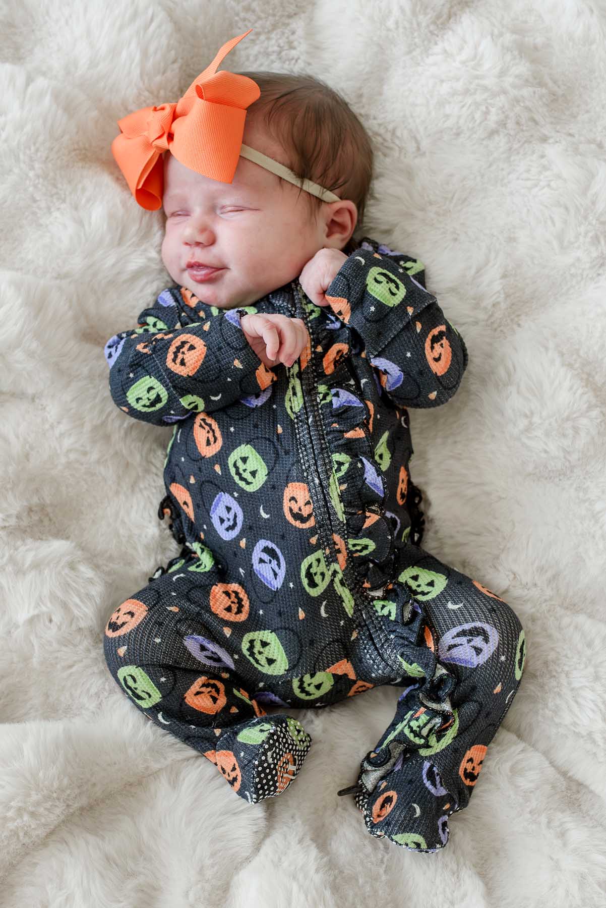 Halloween Bamboo Waffle Ruffle Zipper Footie | Candy Crawl