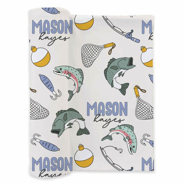 bass fishing personalized swaddle blanket for baby boys 