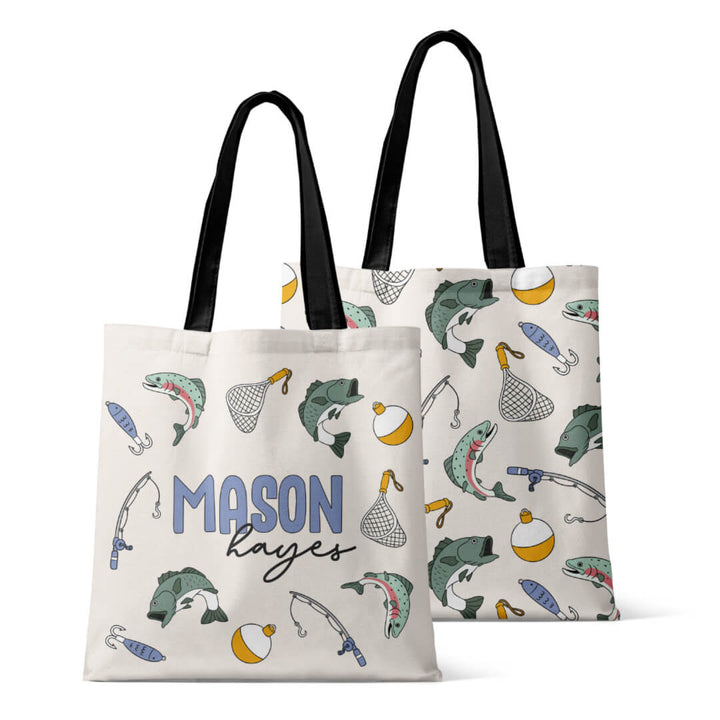 catch of the day personalized tote bag for boys 