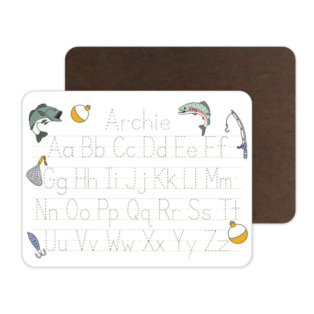 kids fishing whiteboard personalized with name 