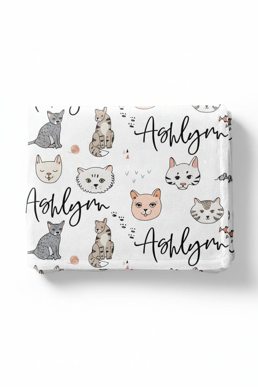 Purrdy Kittens Personalized Toddler Blanket