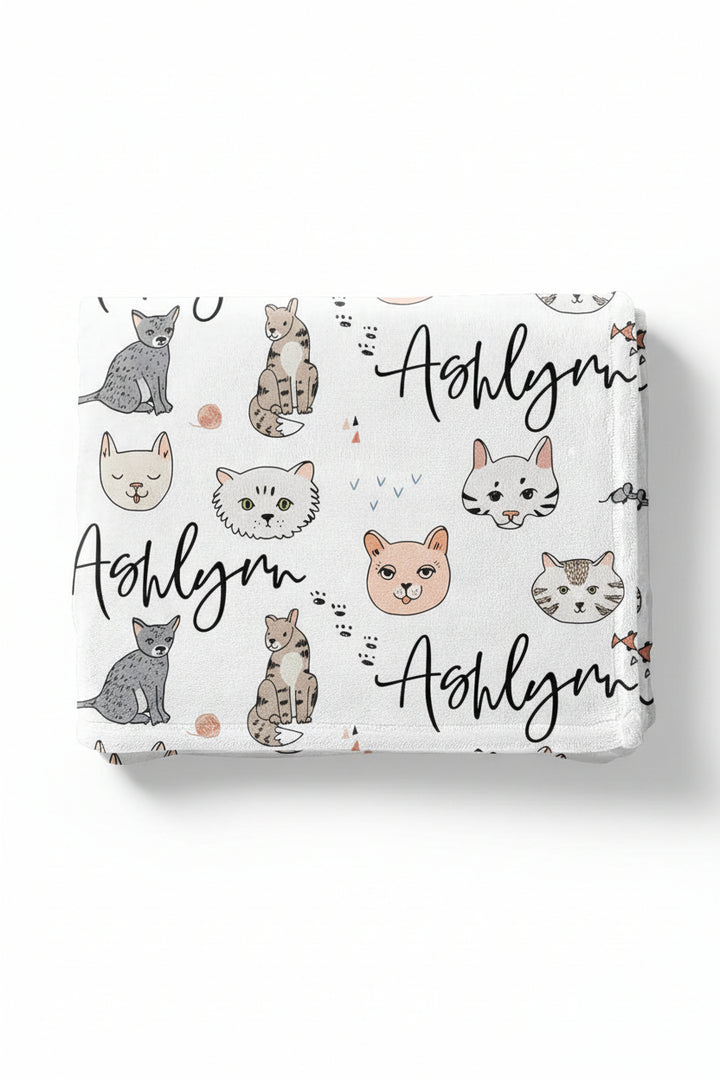 kitten personalized toddler blanket 