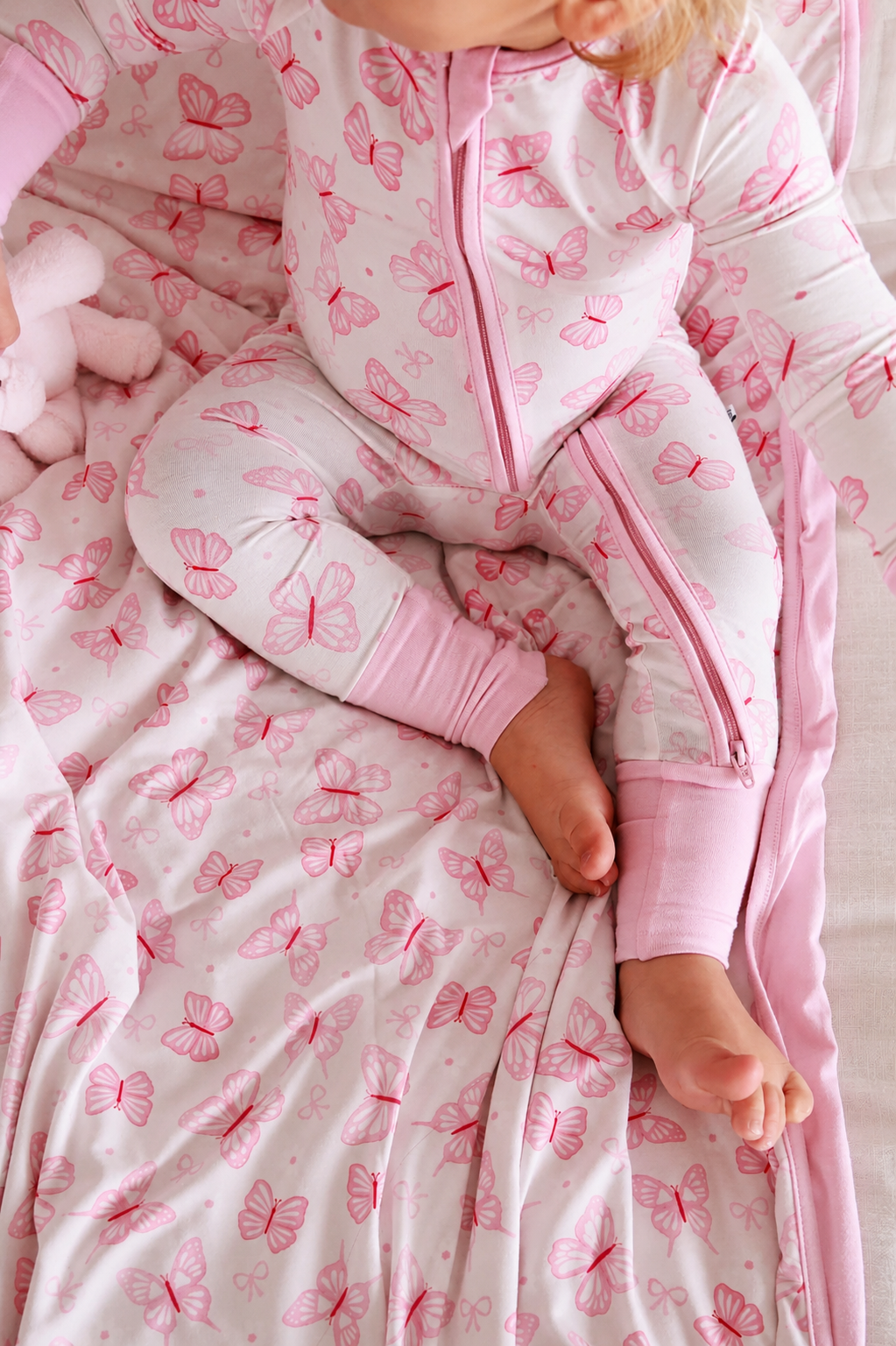 Convertible Bamboo Zip Romper | Blooming Butterflies
