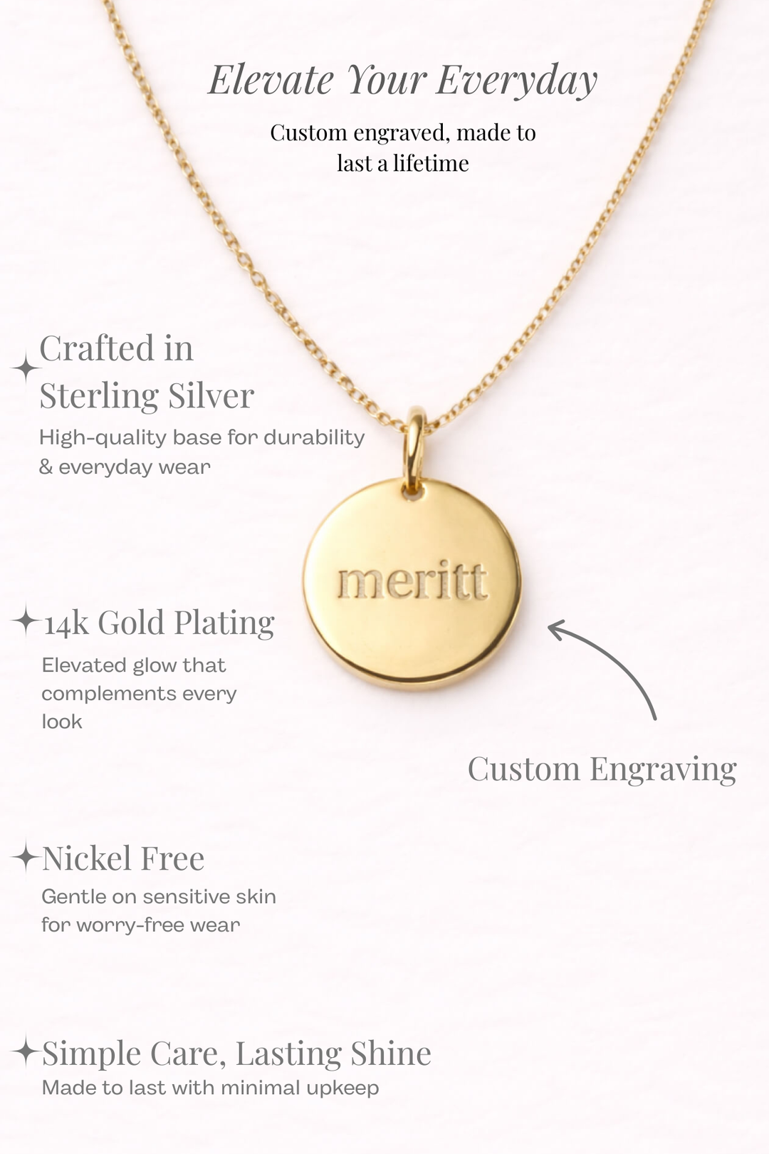 Engraved Circle Charm Necklace