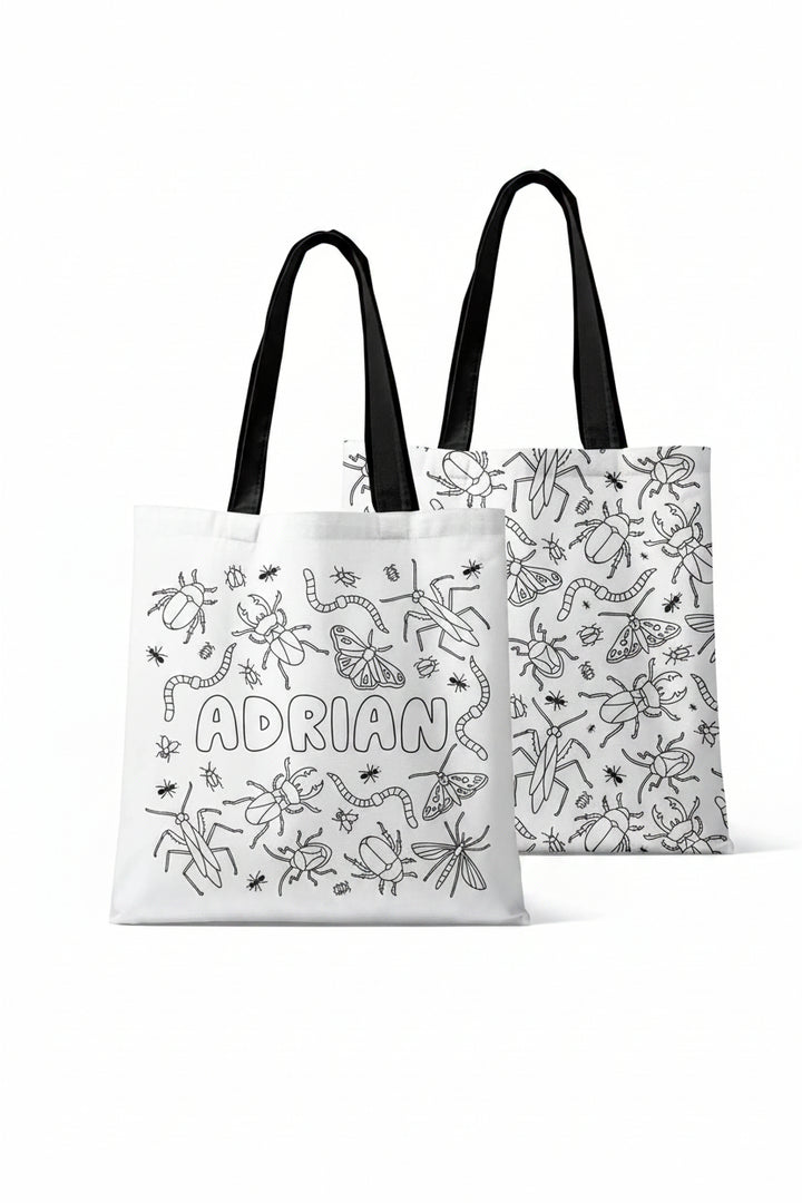 bug colorable tote bag for boys 
