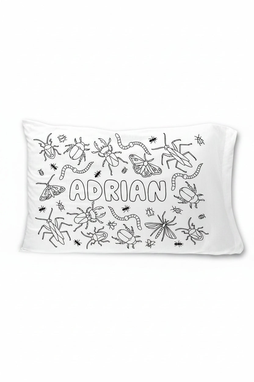 Colorable Personalized Pillow Case | Doodle Bugs