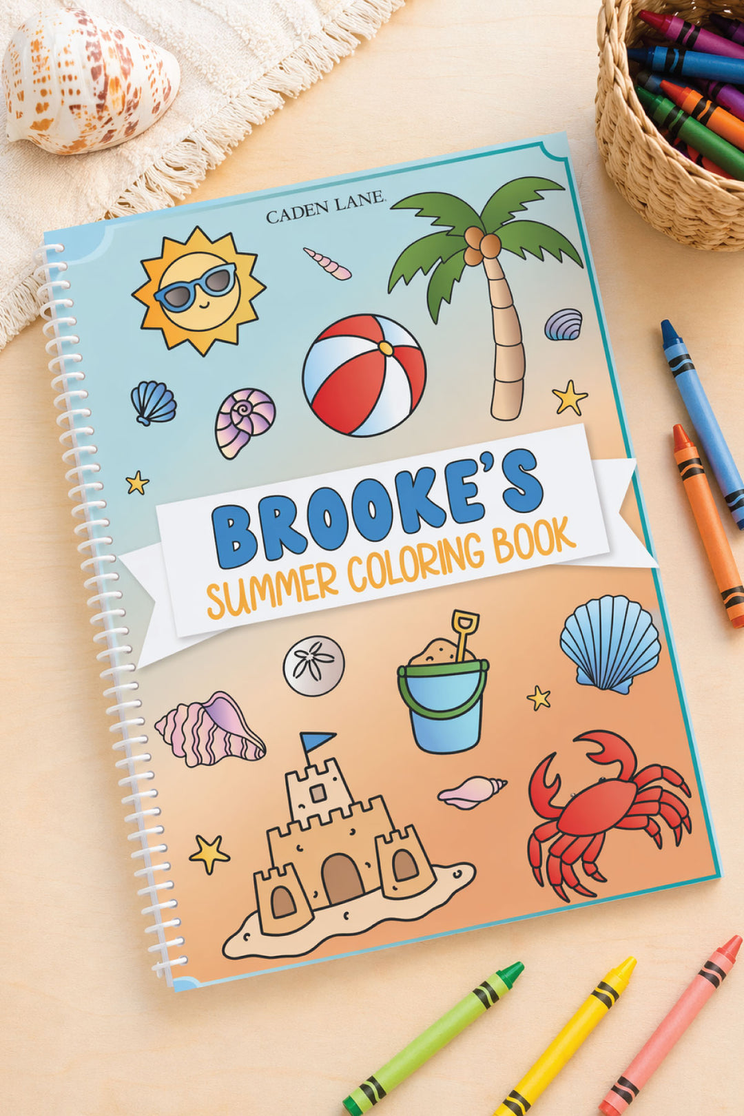 personalized coloring book for kids beach themed 