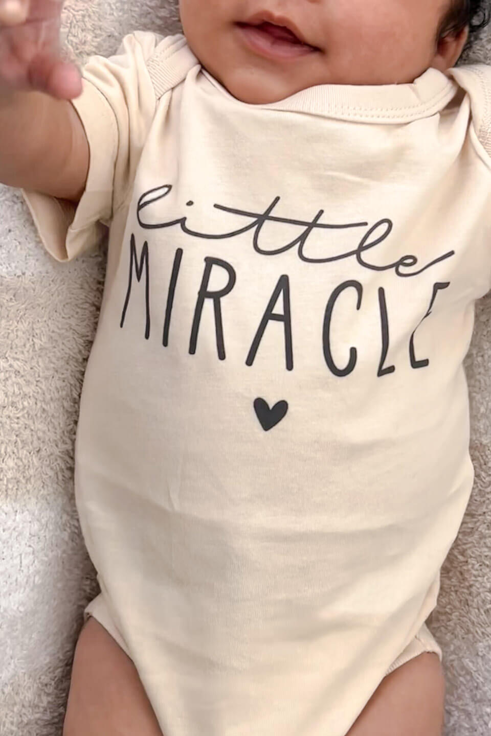 personalized little miracle graphic bodysuit in natural cotton for babies