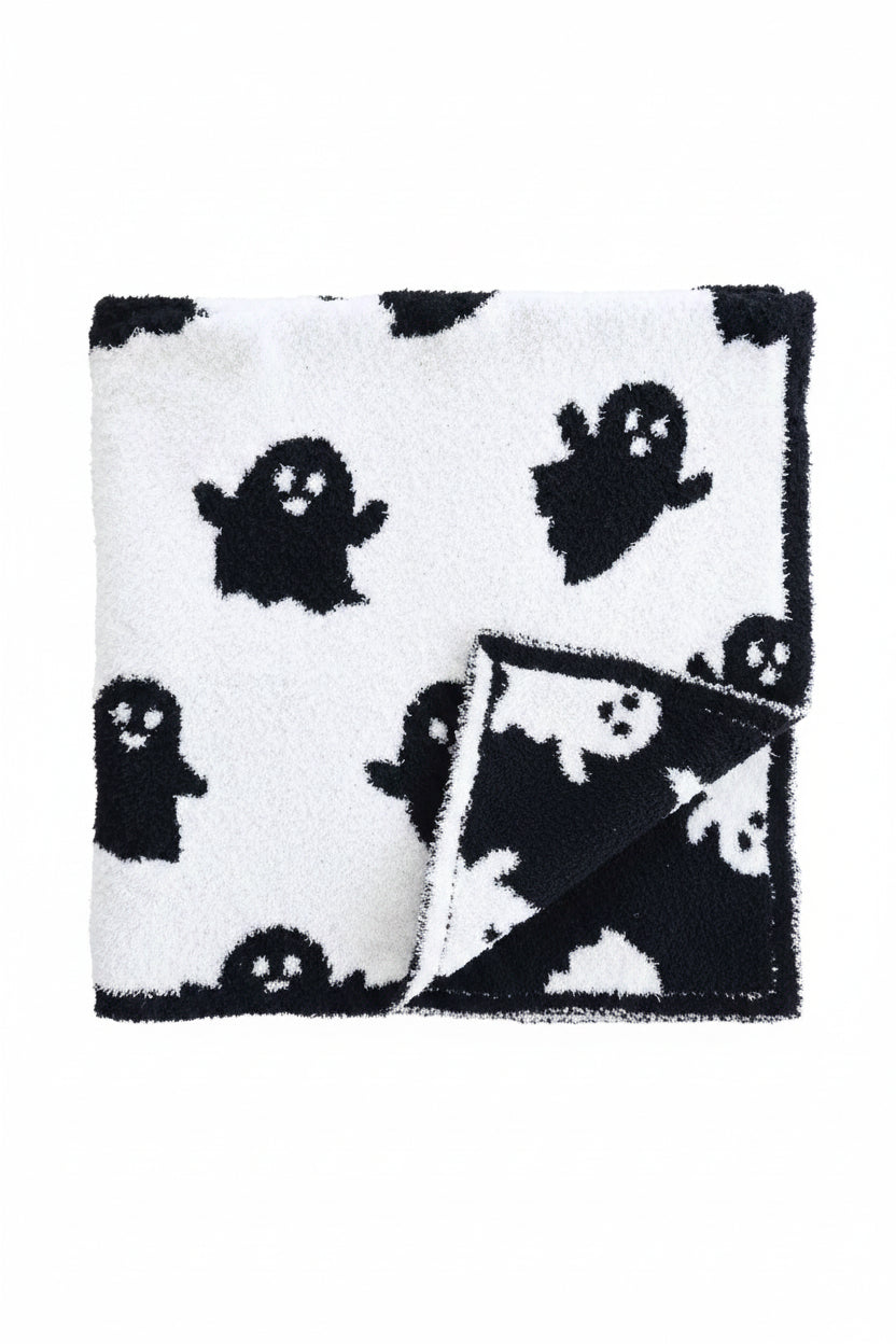 black and white ghost reversible cuddlelane blanket