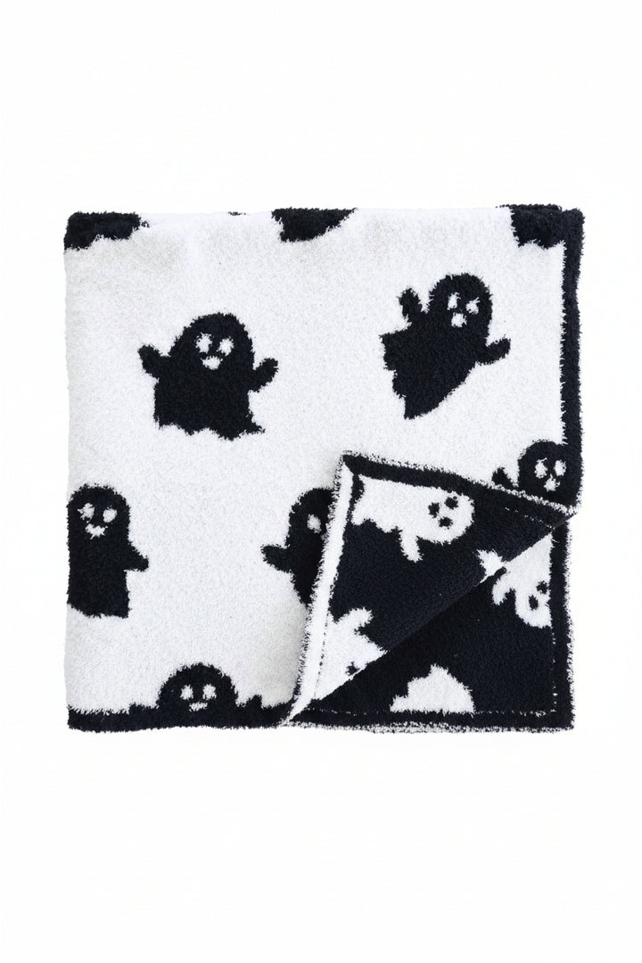 black and white ghost reversible cuddlelane blanket