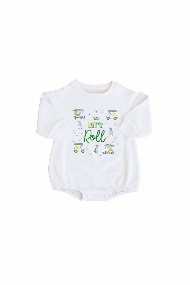 country club graphic white bubble long sleeve romper for newborn babies