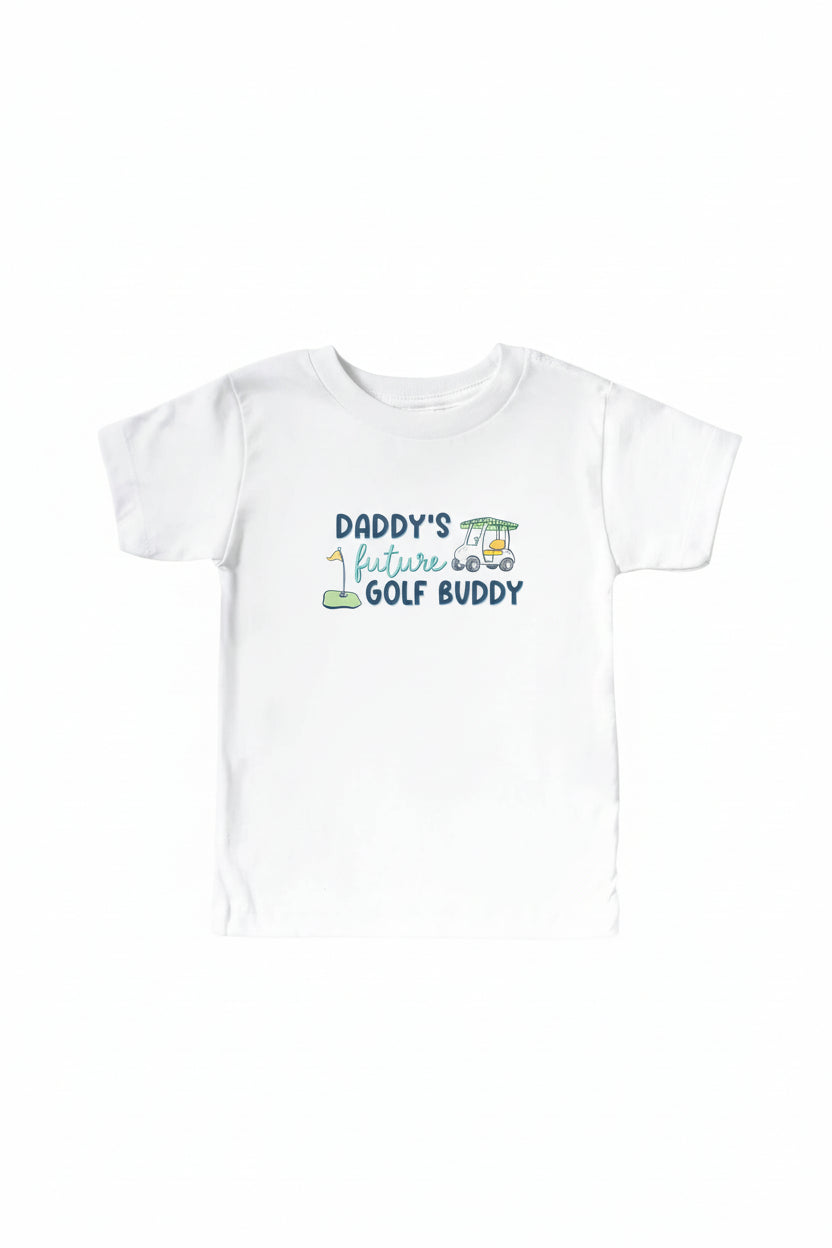 golf buddy white graphic tee with golf print for kids