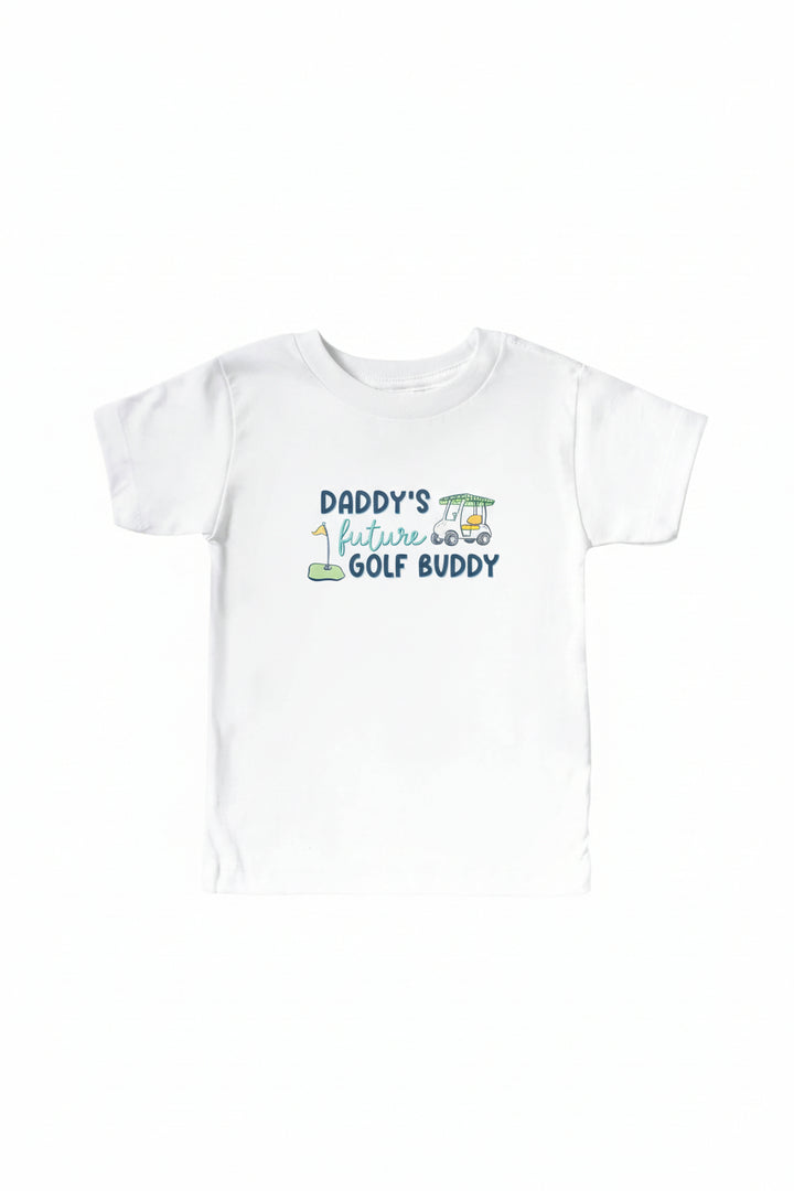 golf buddy white graphic tee with golf print for kids