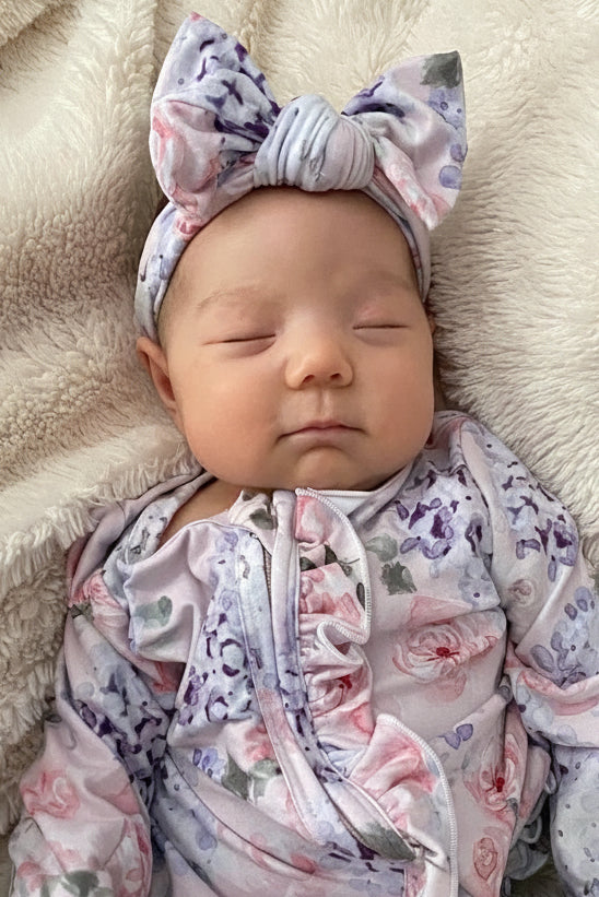 pink and purple floral bow headwrap 