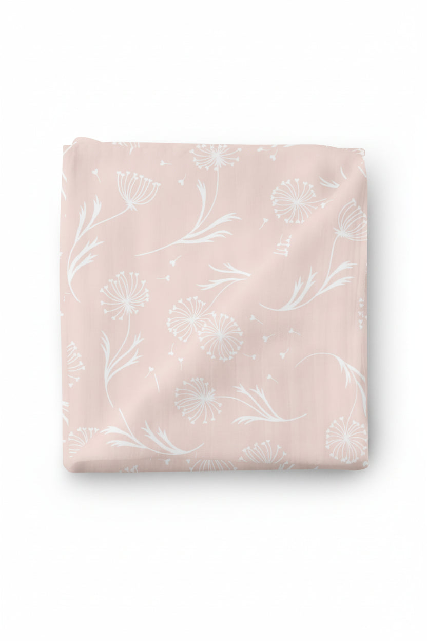 blush dandelion swaddle blanket 