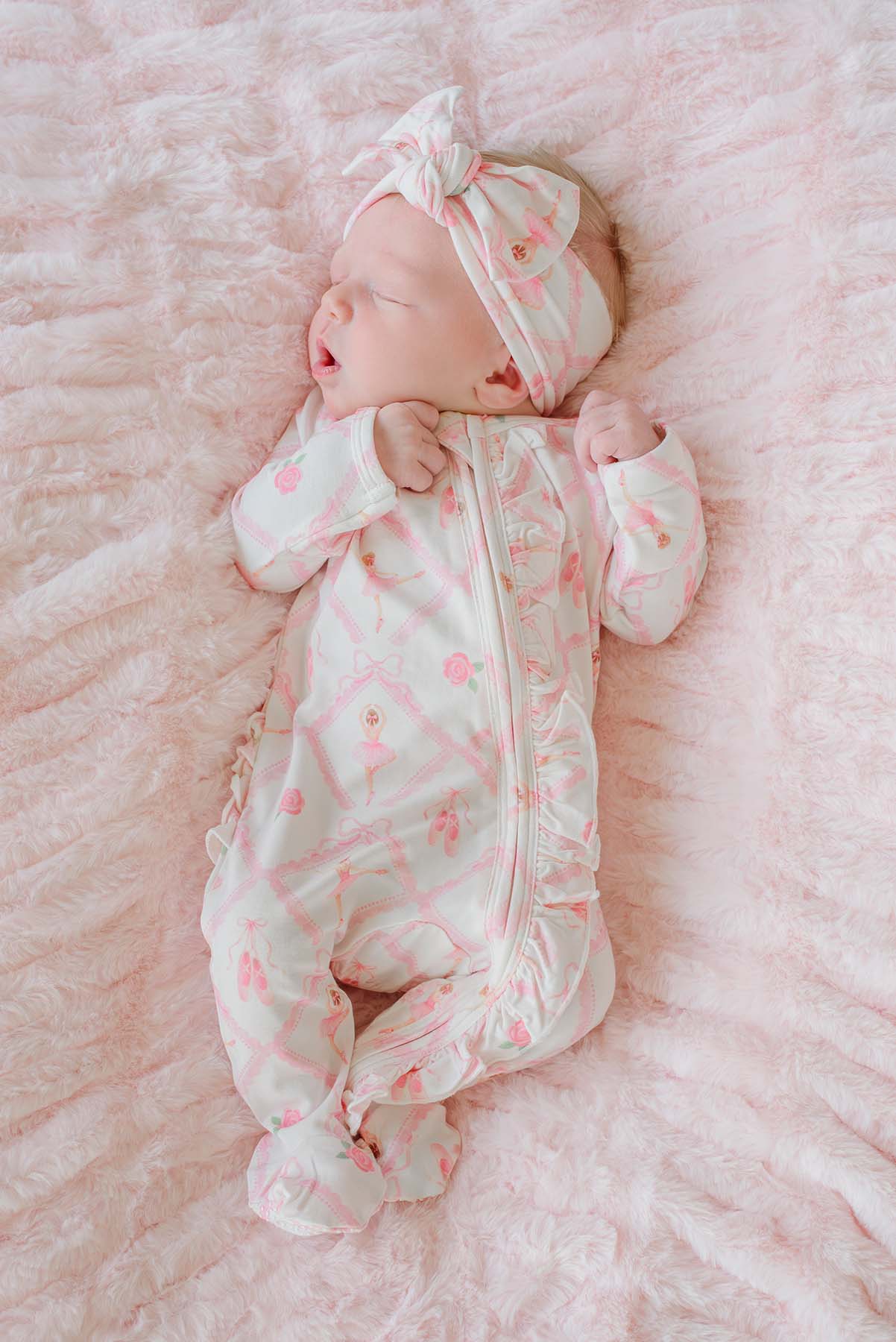 Ruffle Zipper Bamboo Footie | Darling Ballerina