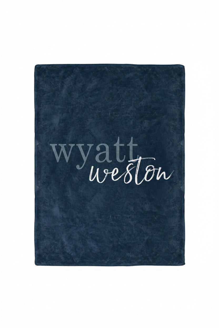 dark navy personalized toddler blanket