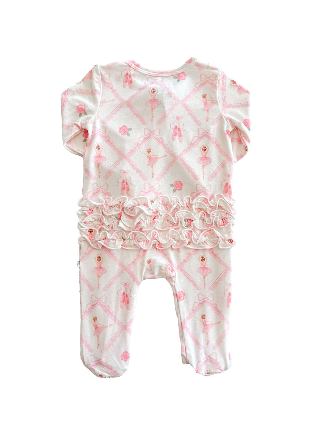 Caden Lane ballerina and roses pink print ruffle footie