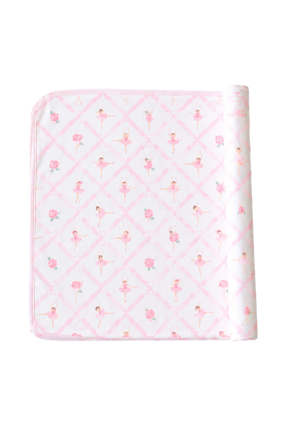 Caden Lane ballerina and roses pink print swaddle