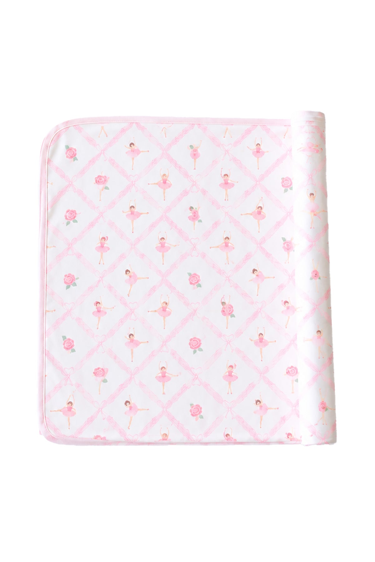 Caden Lane ballerina and roses pink print swaddle