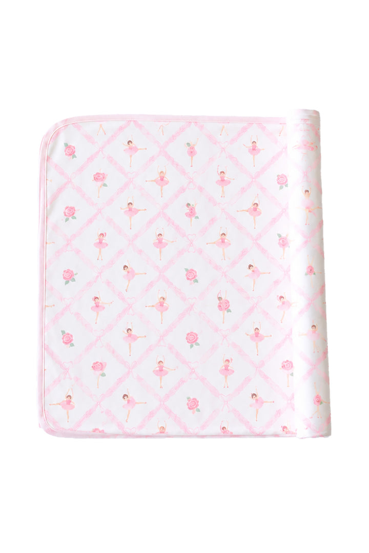 Caden Lane ballerina and roses pink print swaddle