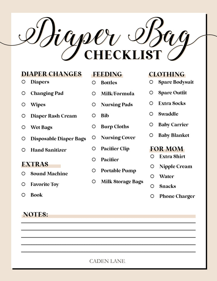 diaper bag checklist for moms 