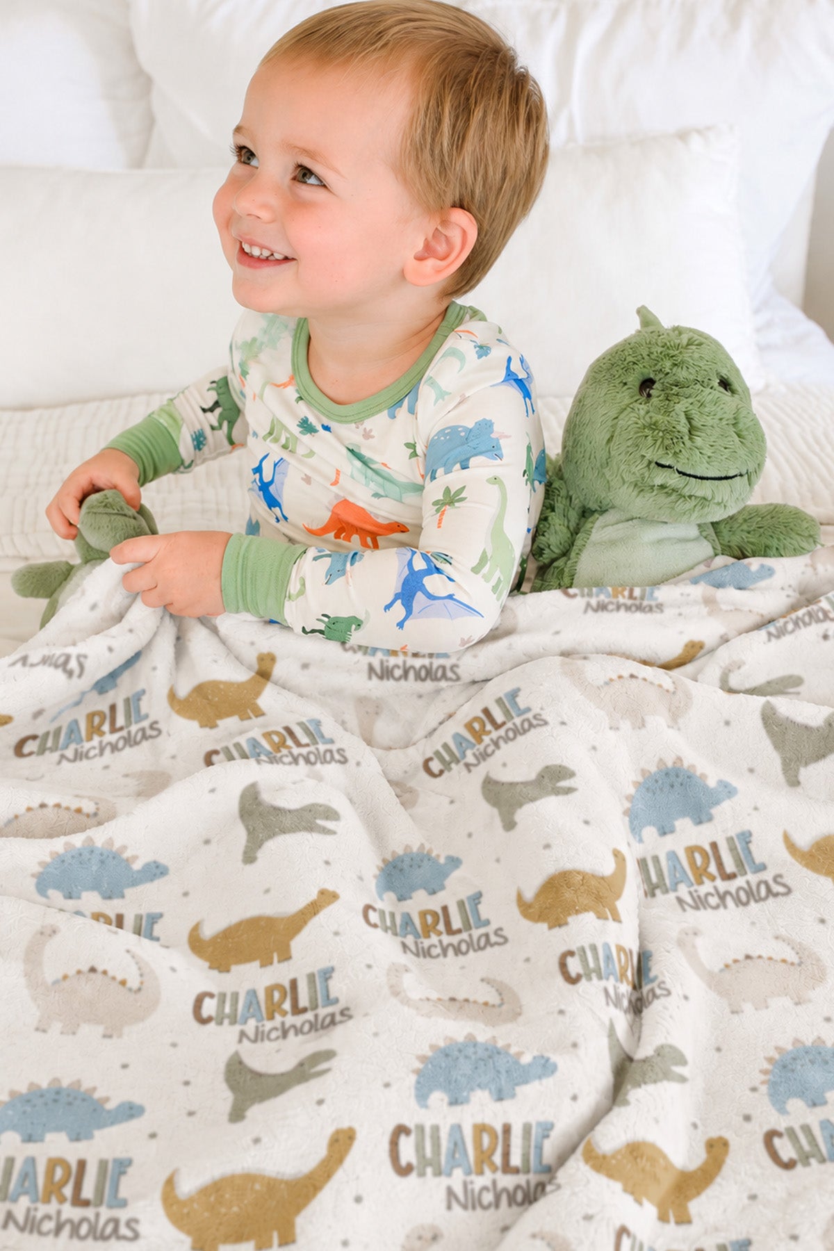 Personalized Kids' Blanket |  Dino Stomps