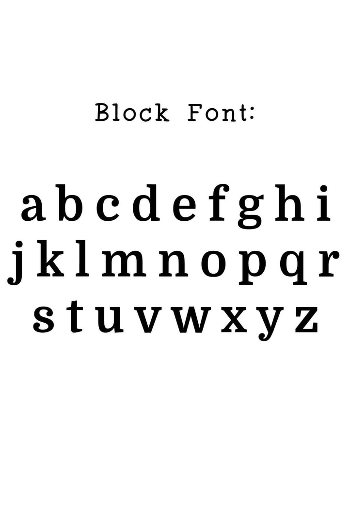 block font alphabet preview for personalized blankets