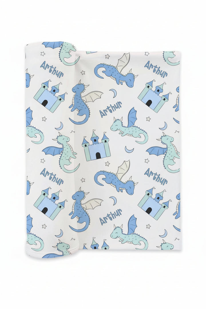 dragon adventure boy personalized swaddle blanket 