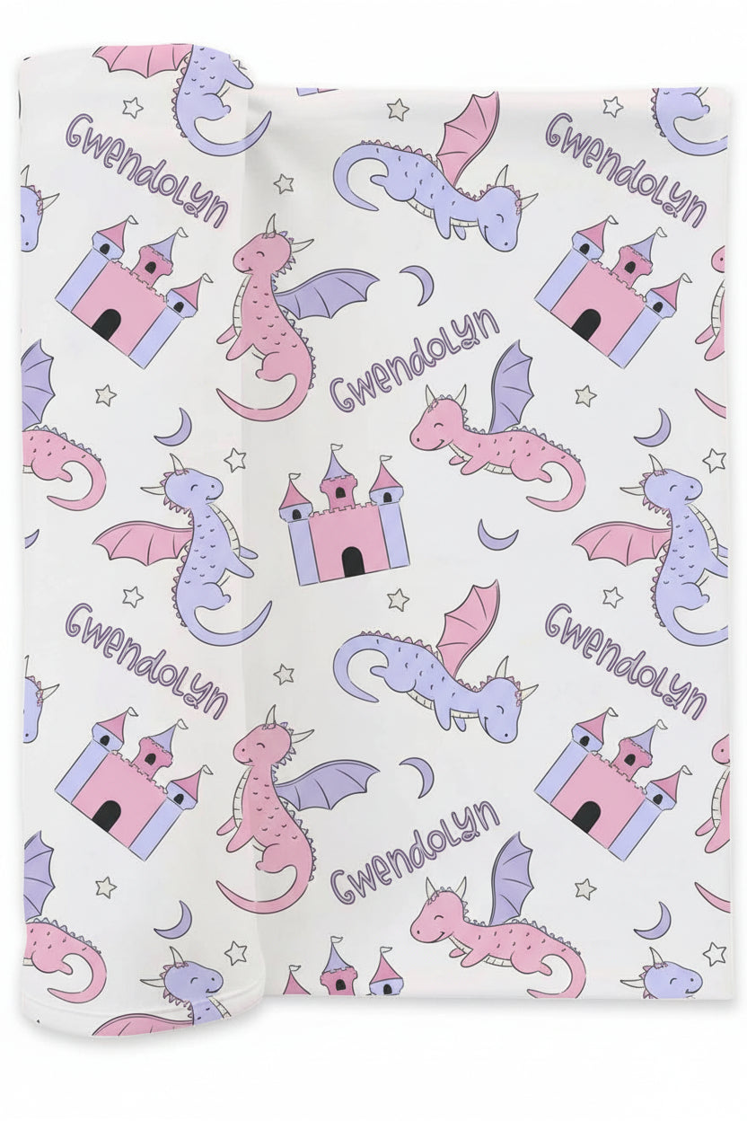 dragon adventures personalized swaddle blanket for girls 